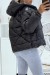 Doudoune noire à capuche en relief triangulaire légère et chaleureuse indispensable de lhiver | 20,48 $ | OKKO MODE