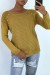 Joli pull moutarde épaules bombé style motard avec perles | 14,42 $ | OKKO MODE