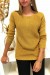 Joli pull moutarde épaules bombé style motard avec perles | 14,42 $ | OKKO MODE