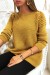 Joli pull moutarde épaules bombé style motard avec perles | 14,42 $ | OKKO MODE