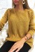 Joli pull moutarde épaules bombé style motard avec perles | 14,42 $ | OKKO MODE