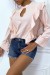 Blouse chic rose à manches longues et volants | 3,41 $ | OKKO MODE