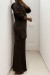 Braunes Baumwoll-Hoodie und Palazzo-Ensemble mit Taschen | 28,08 $ | OKKO MODE