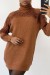 Pull col roulé long couleur camel à détails broderie ajourée | 10,92 $ | OKKO MODE
