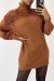Pull col roulé long couleur camel à détails broderie ajourée | 10,92 $ | OKKO MODE