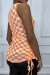 Débardeur orange à damier blanc - Taille S/M ou M/L en polyester de qualité | 4,54 $ | OKKO MODE