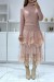 Vestido rosa festa gola alta renda | 19,66 $ | OKKO MODE