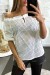 Blouse blanche en dentelle col bateau avec lacet | $9.56 | OKKO MODE