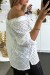 Blouse blanche en dentelle col bateau avec lacet | $9.56 | OKKO MODE