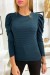 Green and Black Striped Top with Puff Sleeves for Women | $5.46 | OKKO MODE