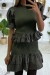 Khaki Ruched Sweater Skirt Set with Flounce Hem | $5.69 | OKKO MODE