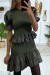 Khaki Ruched Sweater Skirt Set with Flounce Hem | $5.69 | OKKO MODE