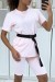 Pink T-shirt and Cycling Shorts Set with Belt | €9.45 | OKKO MODE