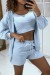 Conjunto de 3 peças azul - top e shorts em promoção! | 10,92 $ | OKKO MODE