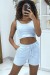 Conjunto de 3 peças azul - top e shorts em promoção! | 10,92 $ | OKKO MODE