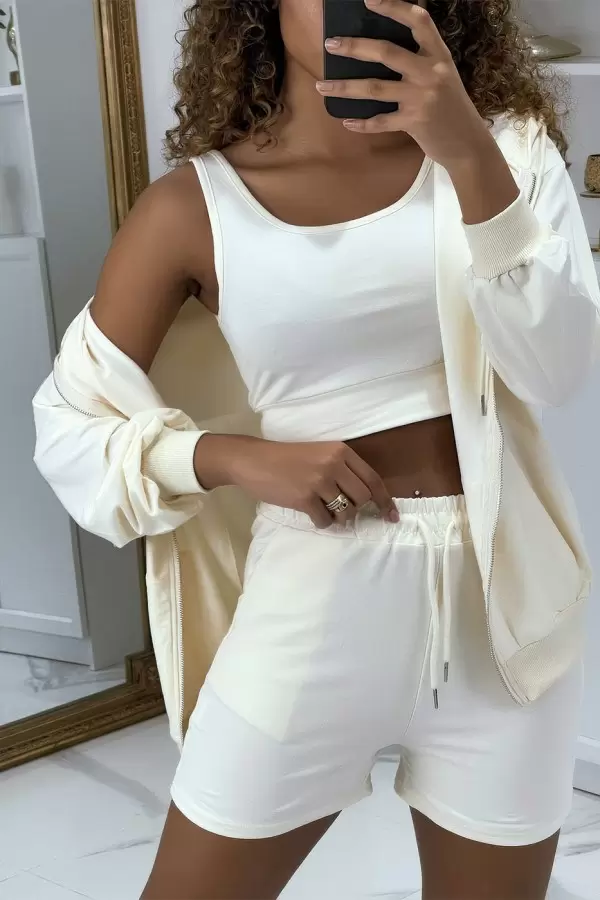 Conjunto Bege 3 Peças: Top e Short