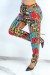 Pantalón fluido verde estampado multi-color | 6,69 $ | OKKO MODE