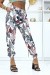 Pantalón blanco elástico con estampado de hojas - Talla y tobillos ajustables | 6,69 $ | OKKO MODE