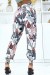 Pantalón blanco elástico con estampado de hojas - Talla y tobillos ajustables | 6,69 $ | OKKO MODE