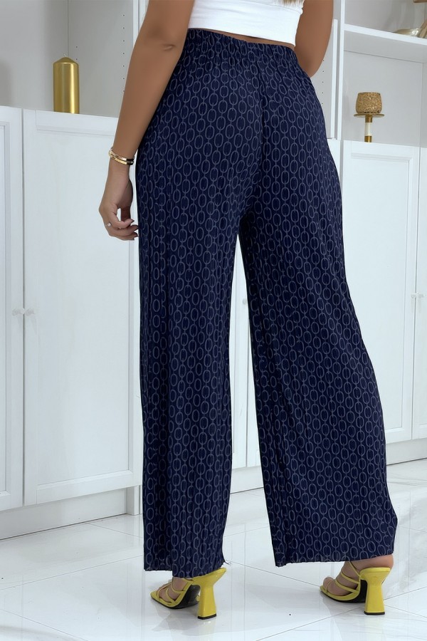 Pantalon palazzo marine avec motif - 4