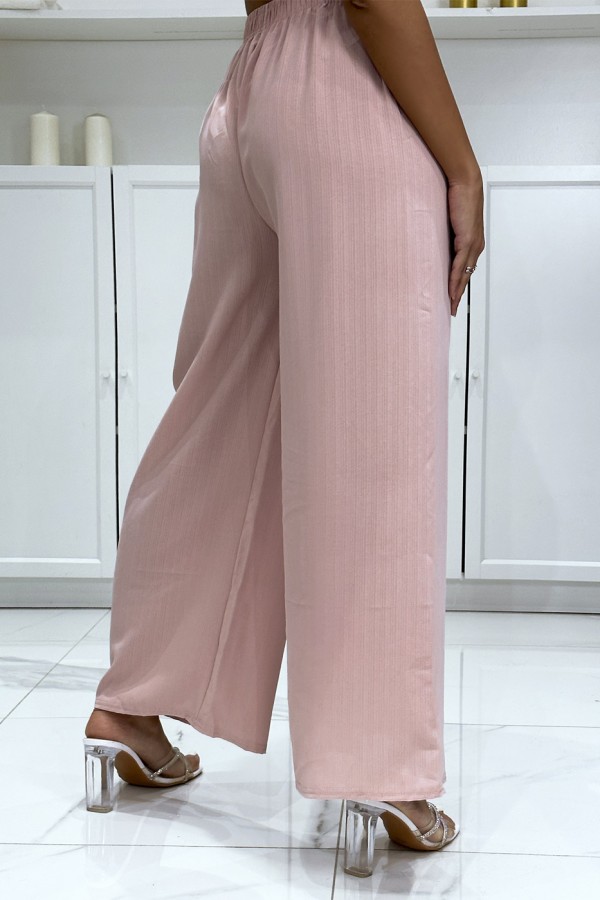 Pantalon palazzo uni rose très tendance - 1