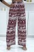 Pantalón palazzo estampado hojas en color burdeos | 6,17 € | OKKO MODE