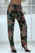 Black Floral Patterned Flowy Pants | $6.69 | OKKO MODE