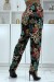 Black Floral Patterned Flowy Pants | $6.69 | OKKO MODE