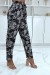 Black and White Leaf Pattern Elastic Waist Flowy Pants | €6.17 | OKKO MODE