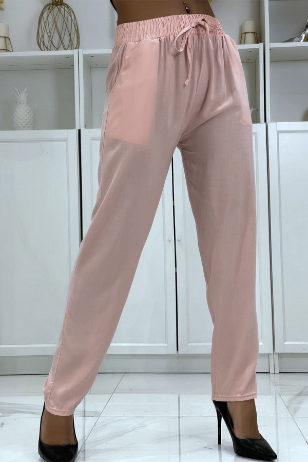 Pantalon fluide rose coupe carotte B-40 - 2