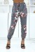 Pantalon fleuri gris, taille et chevilles élastiques | 6,17 € | OKKO MODE