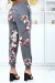 Pantalon fleuri gris, taille et chevilles élastiques | 6,17 € | OKKO MODE
