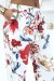 Pantalón blanco estampado floral, elástico en la cintura | 6,69 $ | OKKO MODE