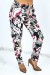 Schwarze Hose mit geradem Schnitt und weitem tropischem Print. | 6,69 $ | OKKO MODE