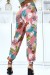 Elastic Waist and Ankle Pink Foliage Print Pants | €6.17 | OKKO MODE