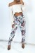 Pantalón azul estampado tropical corte recto - Mujer | 6,69 $ | OKKO MODE