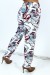 Pantalón azul estampado tropical corte recto - Mujer | 6,69 $ | OKKO MODE