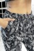 Black Aztec Patterned Flowy Pants with Cute Bow Waist Detail | $6.69 | OKKO MODE