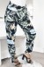 Pantalon noir à motifs de feuilles bleu-vert, coupe droite | 6,69 $ | OKKO MODE