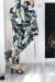 Pantalon noir à motifs de feuilles bleu-vert, coupe droite | 6,69 $ | OKKO MODE