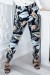 Marine Hose mit geradem Schnitt und Blattmotiven - blau-grün | 6,69 $ | OKKO MODE