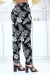 Pantalon noir à motif feuille, taille élastique - Design élégant pour femmes | 6,69 $ | OKKO MODE