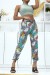 Pantalón gris elástico con estampado de hojas - Talla y tobillos ajustables | 6,69 $ | OKKO MODE