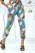 Pantalón gris elástico con estampado de hojas - Talla y tobillos ajustables | 6,69 $ | OKKO MODE