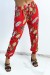 Pantalón rojo estampado hojas - Talla única | 6,69 $ | OKKO MODE