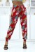 Pantalon à feuilles rouges avec taille élastique et chevilles - fluide | 6,17 € | OKKO MODE