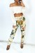 Pantalón beige estampado tropical corte recto | 6,69 $ | OKKO MODE