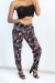 Calça preta corte reto estampa folhagem colorida | 6,69 $ | OKKO MODE