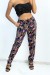 Calça preta corte reto estampa folhagem colorida | 6,69 $ | OKKO MODE