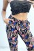 Calça preta corte reto estampa folhagem colorida | 6,69 $ | OKKO MODE